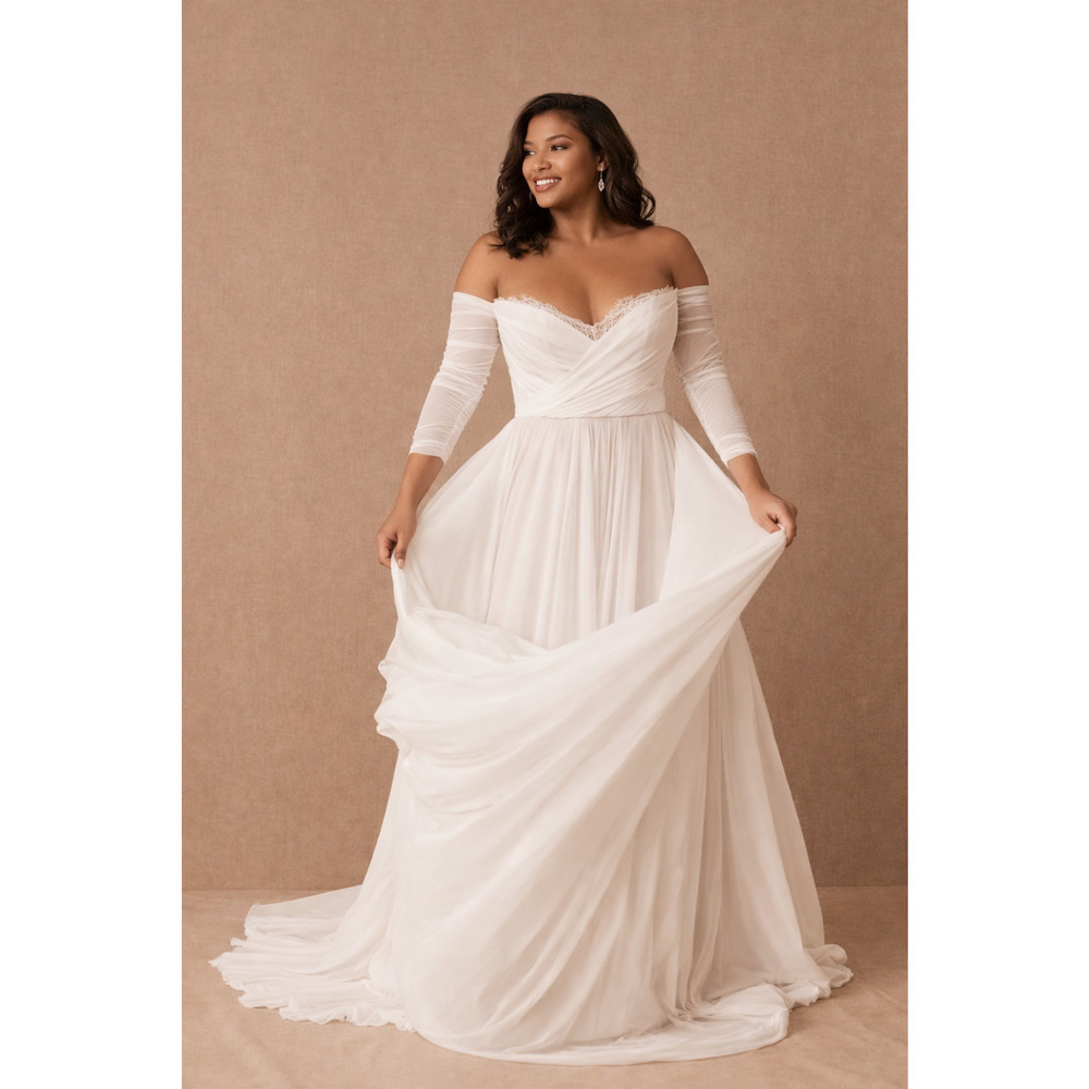 Wtoo by Watters Miles Wedding Dress Off Shoulder Tulle Bridal Gown 22 NWT